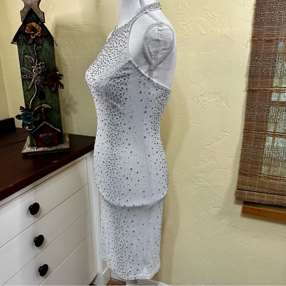 NWT! Gold Label WOW Couture Silver Rhinestone Dress - Picture 3 of 9